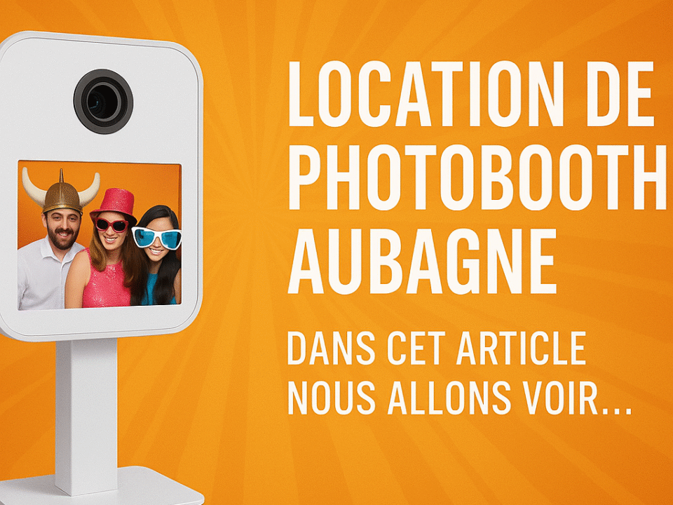Image d'illustration de photobooth sur fond orange pour la location sur Aubagne