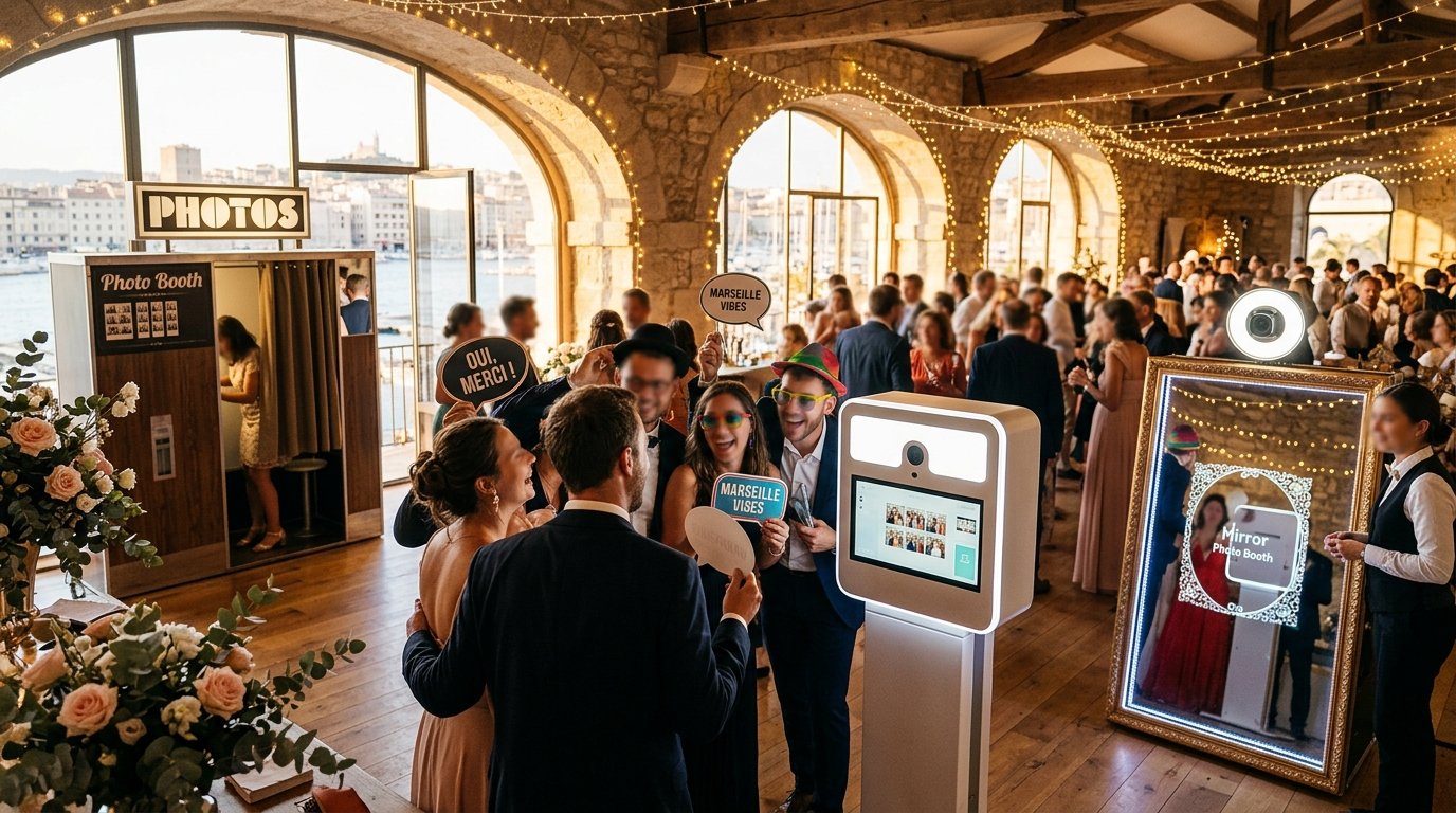 Comparatif photobooth Marseille - réception événement avec borne photo