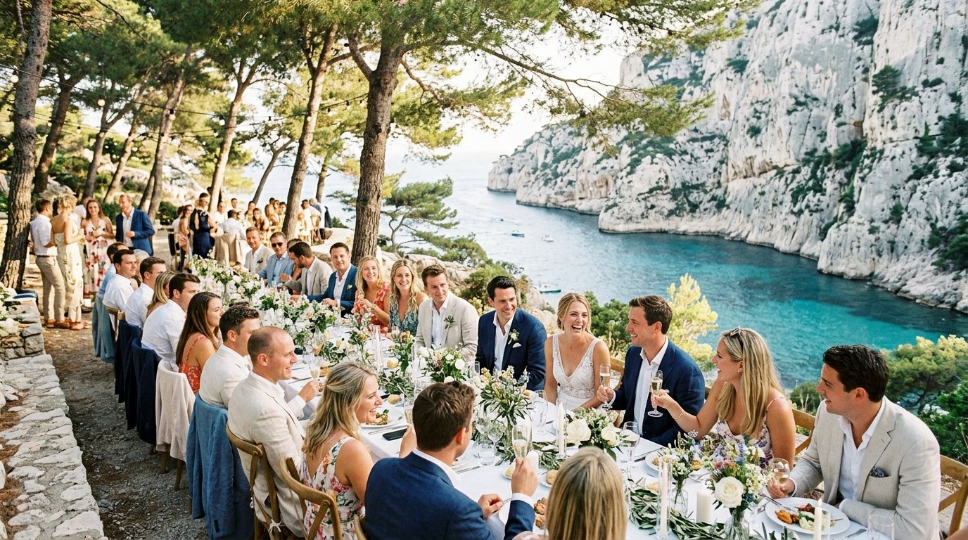Location photobooth plage calanques - mariage en extérieur dans une crique près de Cassis