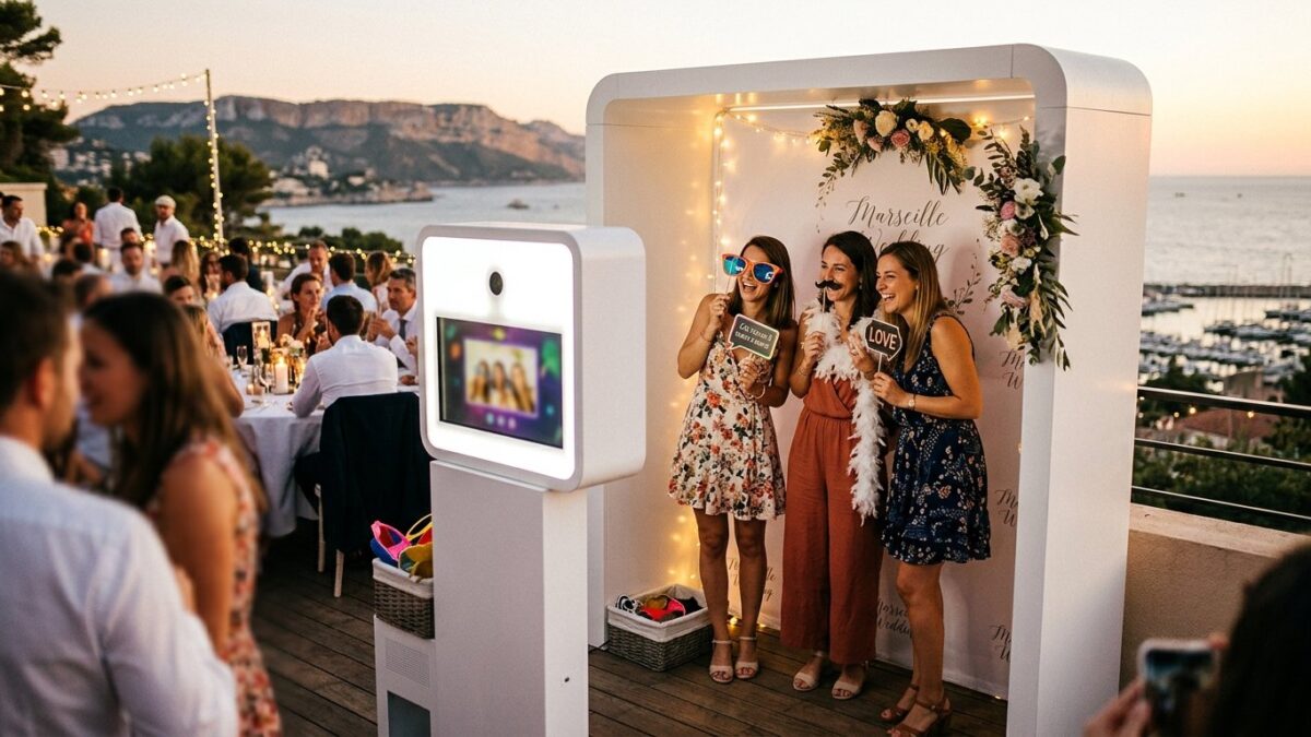 Meilleur photobooth Marseille - ambiance mariage avec borne photo Smiily
