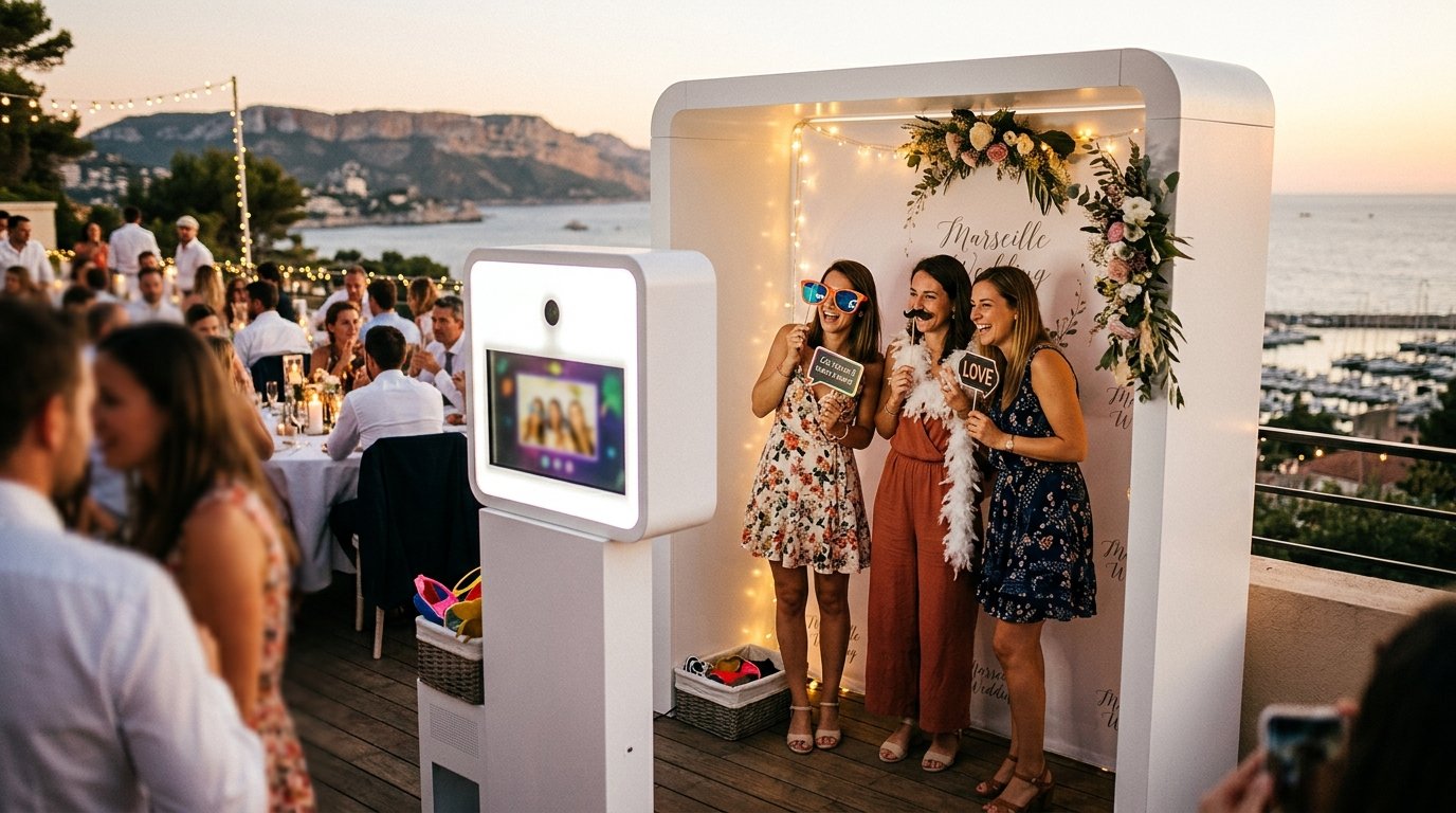 Meilleur photobooth Marseille - ambiance mariage avec borne photo Smiily