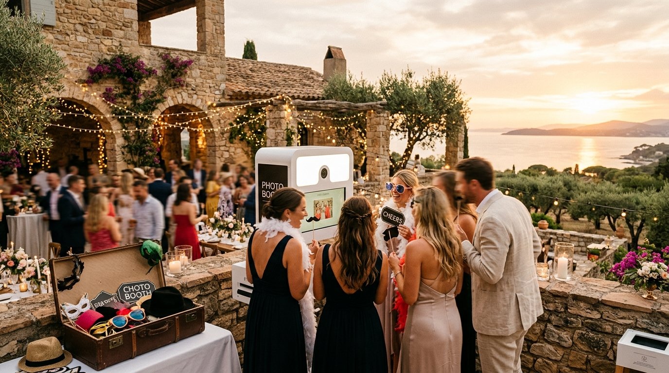 Photobooth mariage Cassis - réception provençale avec borne photo Smiily