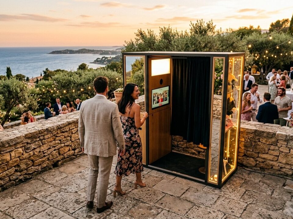 Tarif location photobooth Cassis - terrasse provencale avec borne photo