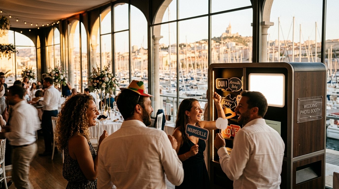 Tarif photobooth Marseille Vieux Port - location Smiily pour mariage en bord de mer