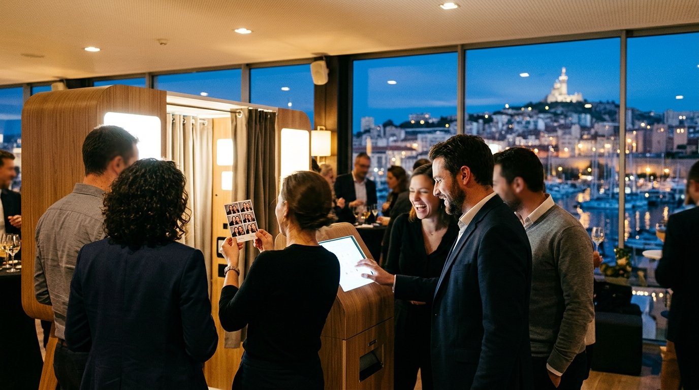 Tarif photobooth Marseille Vieux Port - animation soiree entreprise face au port