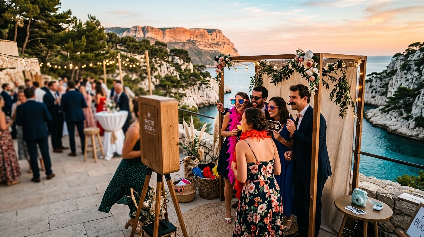 photobooth vue mer cassis - borne photo lors d un mariage face aux calanques