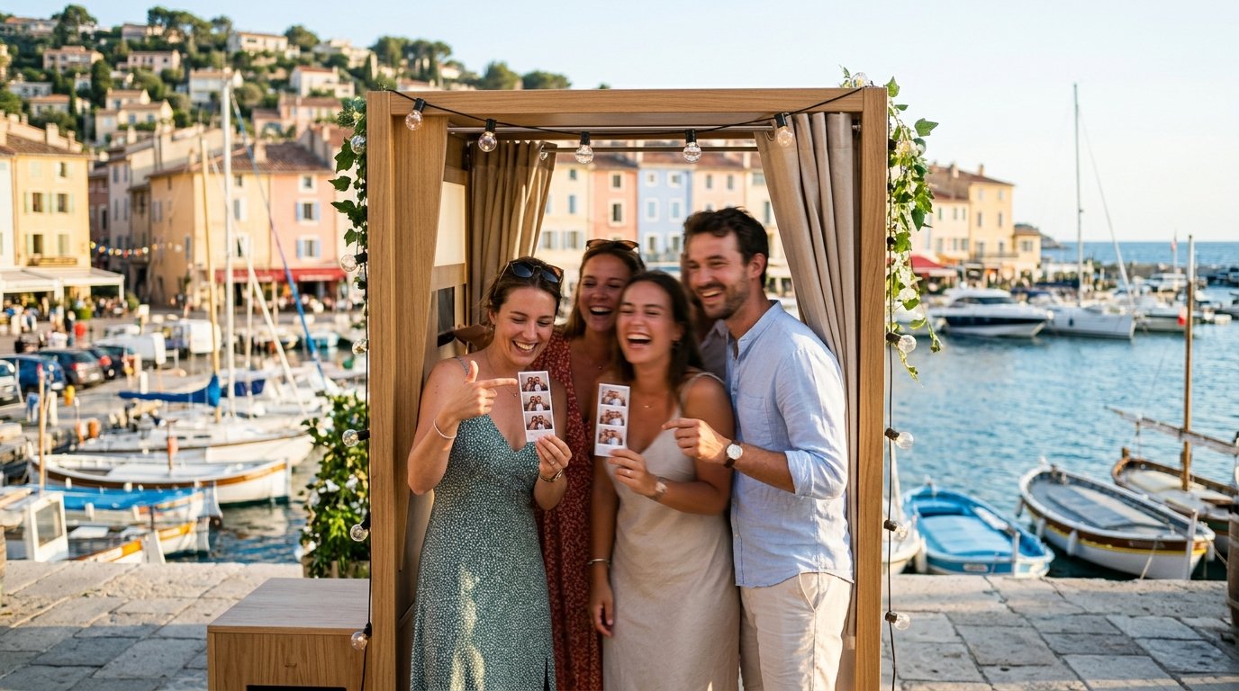 photobooth vue mer cassis - animation sur une terrasse du port de Cassis
